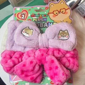 Pink and Purple Plush Headband Set